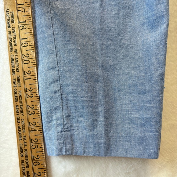 Talbots Pants Women Sz 10 Curvy‎ Blue Chambray The Perfect Crop Career Cropped - Picture 5 of 11